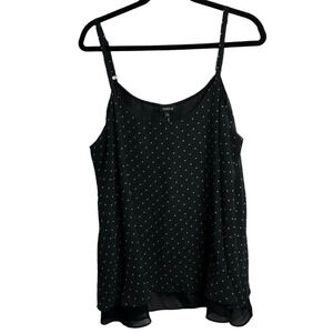 Torrid Tank Top 1X 1 Black White Polka Stars Sleeveless Spaghetti Strap Goth